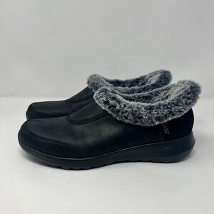 Skechers Slip-Ins Women’s Size 11 Black With Gray Faux Fur New Without Box